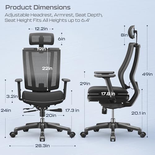 Cabevibe CV-OCA633-DJ Ergonomic Office Chair For Back Pain Relief And Long Sitting thumb #1