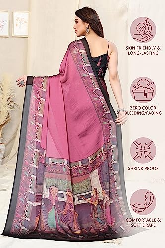 Image of MIRCHI FASHION Saree for Woman Chiffon Kalamkari Design | Professional Office Wear Lightweight Sari for All-Day Comfort with Blouse (Available in 15 Colors)