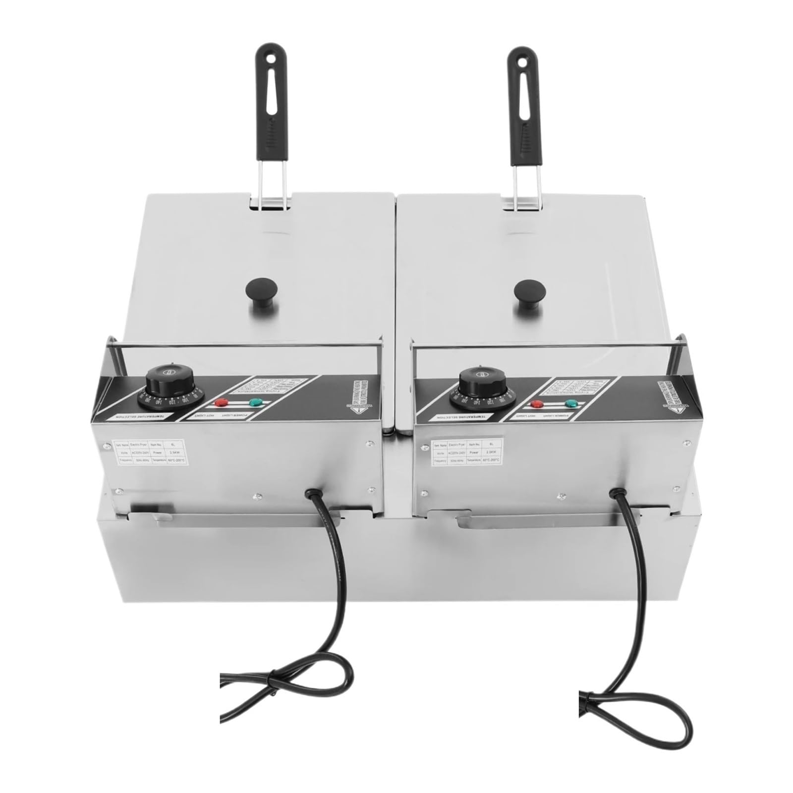 Freidoras Eléctricas 6L*2 Tanque Doble De Acero Inoxidable Calentamiento RáPido