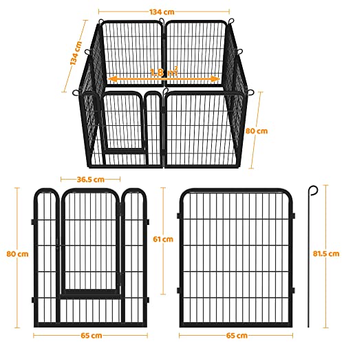 Yaheetech Welpenlaufstall 8-teilig 80cm hoch, Welpenauslauf mit Einteilige Verriegelung, Hundelaufstall mit Tragetasche & Befestigungsgurte, ideal für Hunde Wohnung & Garten, Einfache Montage