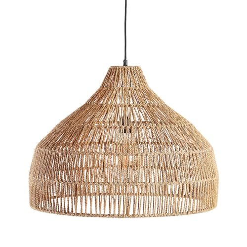 SLFFLS Boho Coastal Rattan Hemp Rope Chandelier Light Fixture Large Farmhouse Rustic Woven Ceiling Hanging Lamp Mid Century for Kitchen Island Dining Room Bedroom Living Room/Lantern/30Cm