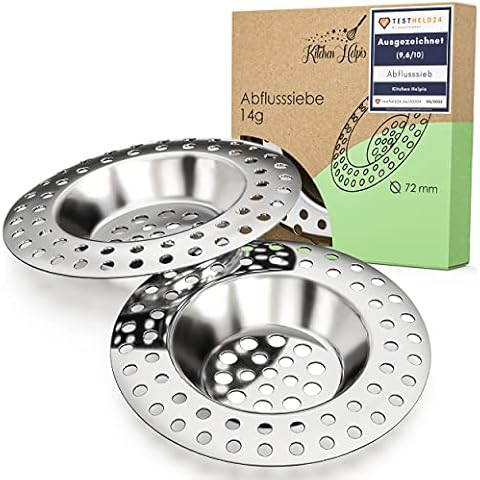 Kitchen Helpis® 2X Abflusssieb ALLE ABFLÜSSE 14g, Haarsieb Dusche rostfreier Edelstahl, Abflussieb Dusche schnell ablaufend, Haarsieb verhindert wegschwemmen, Sieb für Spülbecken einfach zu reinigen Cover