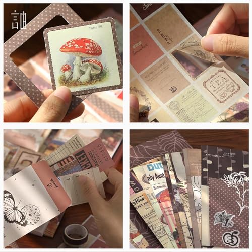 Image of VIBE VISTA Vintage Aesthetic Scrapbook Kit, 346 Pcs, A6 Grid Notebook, Washi, Envelopes, Scrapbook Papers, Folding Labels, Background Papers, Photo Frames, Calendar Stickers, Stickers (Vintage)