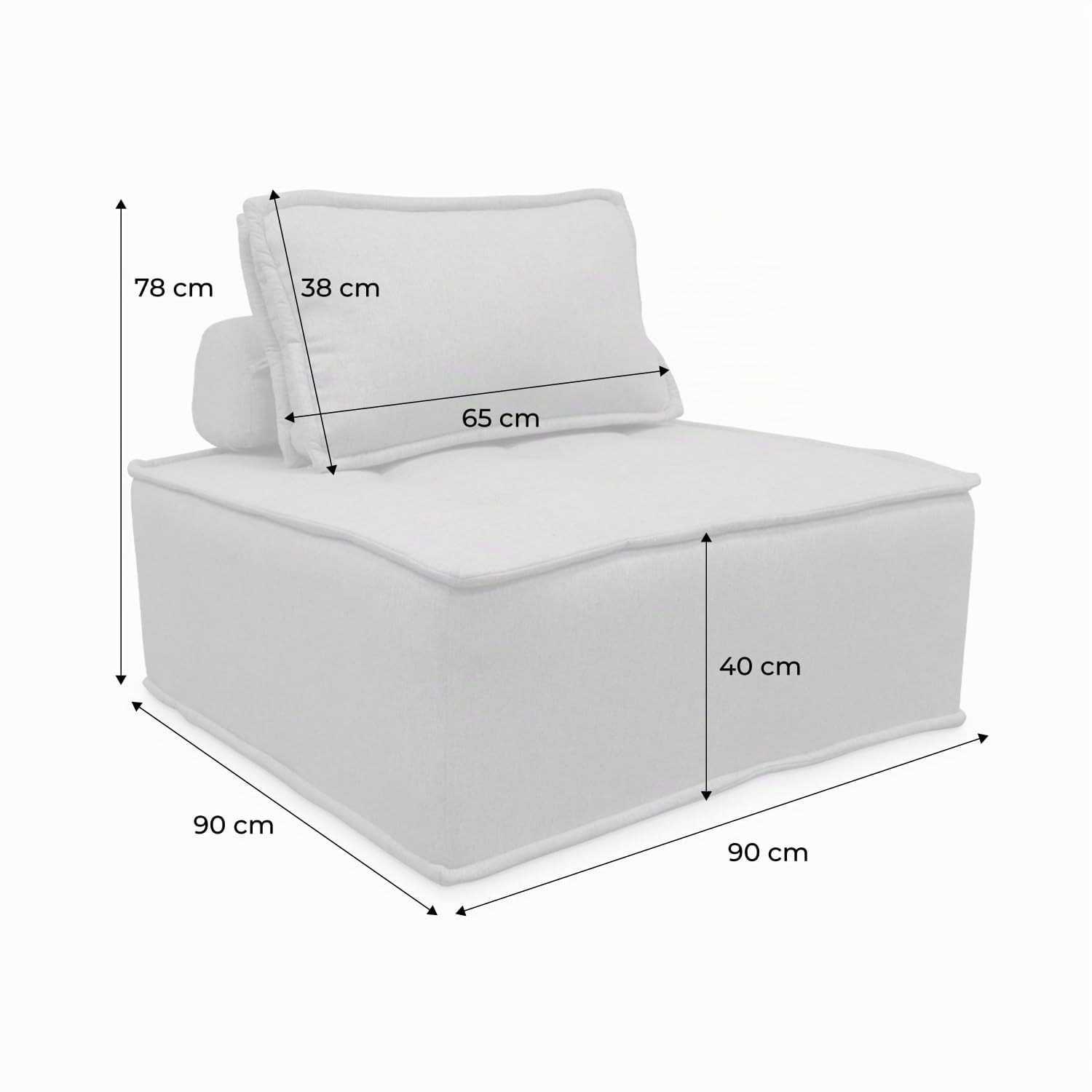 sweeek Divano modulare, 3 posti Crema - 90x90x40 cm
