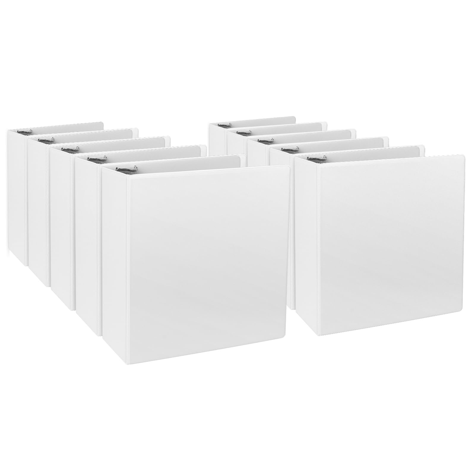 CIXILDTS 3-Inch 3 Ring Binder, Standard 3" Slant-D Ring Binder Fit Letter Size Paper, Presentation View Binders, White, 10-Pack