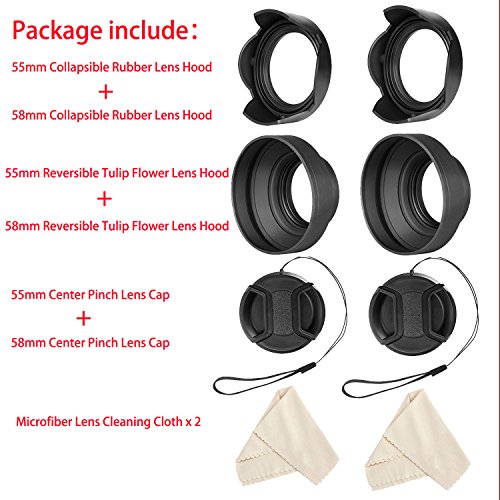 Veatree 55Mm And 58Mm Lens Hood Set Compatible With Nikon D3400 D3500 D5300 D5500 D5600 D7500 Dslr Camera With Af-P Dx Nikkor 18-55Mm F/3.5-5.6G Vr, Af-P Dx Nikkor 70-300Mm F/4.5-6.3G Ed Lenses #TOP1