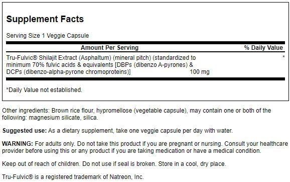 Miniatura 2 de Swanson Extracto de Shilajit Extra Strength 100 miligramos 30 cápsulas vegetales