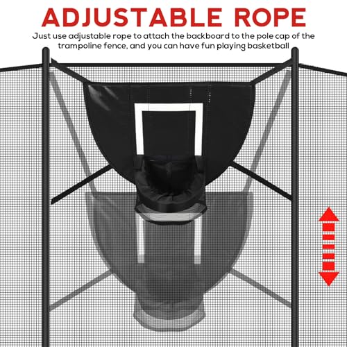 VEGOATY Mini Trampolin Basketballkorb Indoor: Basketballkorb Trampolin Zubehör mit 4 Basketbällen und 1 Pumpe, Basketball Trampolin für Kinder Erwachsene, Sonnenschutz, Schwarz