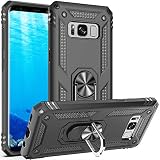 Fetrim Hülle Kompatibel für Galaxy S8, doppellagig stoßfest Schutzhülle mit Drehring Ständer für Samsung Galaxy S8 Schwarz