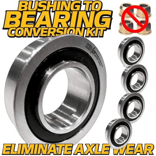Image of (4 Pack) HD Switch Front Wheel Bushing to Bearing Conversion Kit fits Husqvarna 532009040 9040H 532124959 5920H, 9040HR 9040N Husqvarna Sears Craftsman Poulan Jonsered AYP Garden Tractor Lawn Mowers