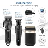 KEMEI Professional Hair Clippers for Men, Cordless Complete Barber Clipper T-Blade Hair/Beard Trimmer Foil Shaver Set, Electric Hair Cutting Full Kit with 9 Guide Comes, USB Rechargeable - Image 4