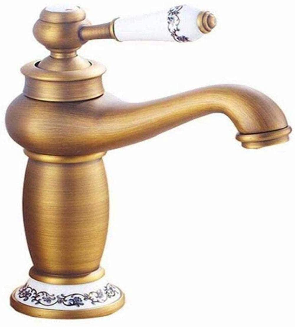 Baterie, kuchnia mosiądz Retro baterie łazienkowe z bateriami ceramicznymi pojedynczy uchwyt jeden otwór otwór Deck umywalka kran do łazienki