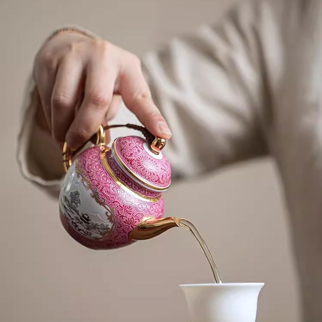 Dzbanek do herbaty Czajniczek emaliowany Kwiatowy nadruk Czajniczek Ceramiczny zestaw do herbaty Czajniczek Czajniczek Zestaw do herbaty Kung Fu Czajniczek z filtrem Czaj