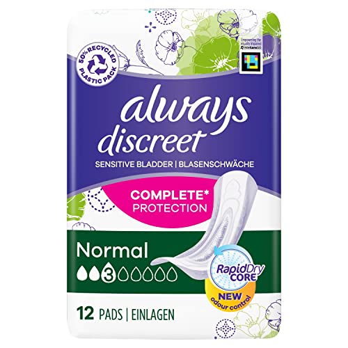 Always Discreet Incontinence Pads Normal for Sensitive Bladder 12pk