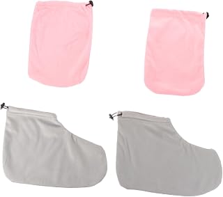 minkissy Guantes y Botines De Parafina Con Banda Elástica Para Terapia De Calor y Cuidado De Manos y Pies Reutilizables Para Spa Salón y Uso Doméstico Color Rosa y Gris