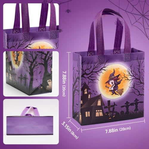 24 Pcs Halloween Trick or Treat Bags, 12 Designs Gift Bags with Handles, Reusable Non-Woven Halloween Tote Bags,Perfect for Halloween Gifts Wrap,Candy Goodie Packs,Party Favor Supplies,7.9"×7.9"×3.15" - image 8