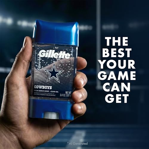 Gillette Antiperspirant Deodorant for Men, Dallas Cowboys, 3.8 oz | 72HR Instant Sweat & Odor Protection | Long-Lasting Freshness | Clear Gel & Wax-Free | Fresh Amber Scent NFL Limited Edition - image 7