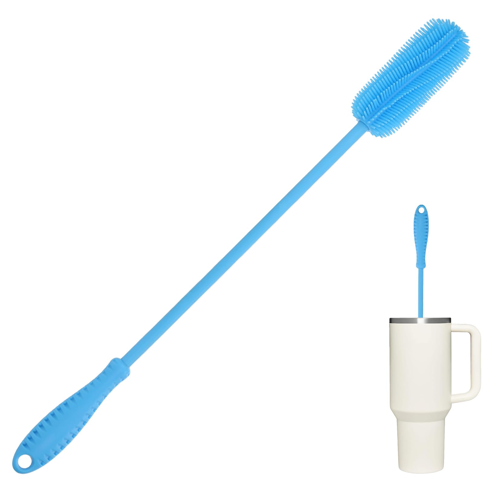 Brosse Nettoyage Silicone Long Manche - Pour Biberons, Gourdes, Tasses - Passe Lave-vaisselle