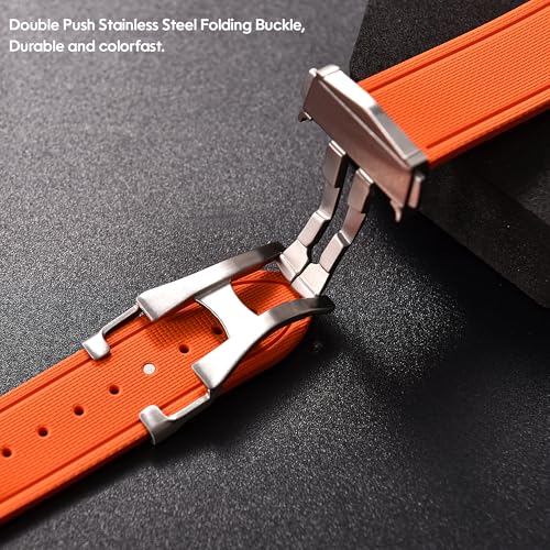Image of WAMD Vector FKM Rubber Watch Strap 20mm 22mm - No Loop Deployment Clasp - Premium Fluoroelastomer Replacement Band.