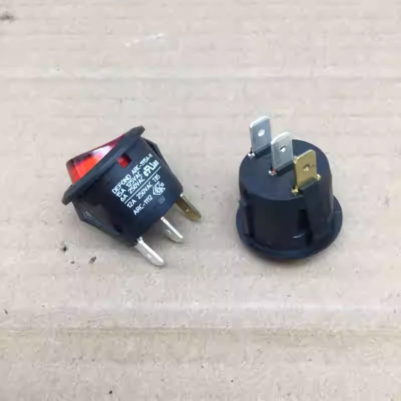 DEFOND ARC-1115A-N Compatible Round Rocker Switch, 3-Pin 2-Position 12A 250V 2200W, Copper Terminals & Silver Contacts（1 PCS）