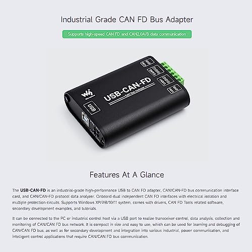 Waveshare Industrial Grade CAN/CAN FD Bus Data Analyzer, USB To CAN FD Adapter, CAN/CAN FD Bus Communication Interface Card - Image 3