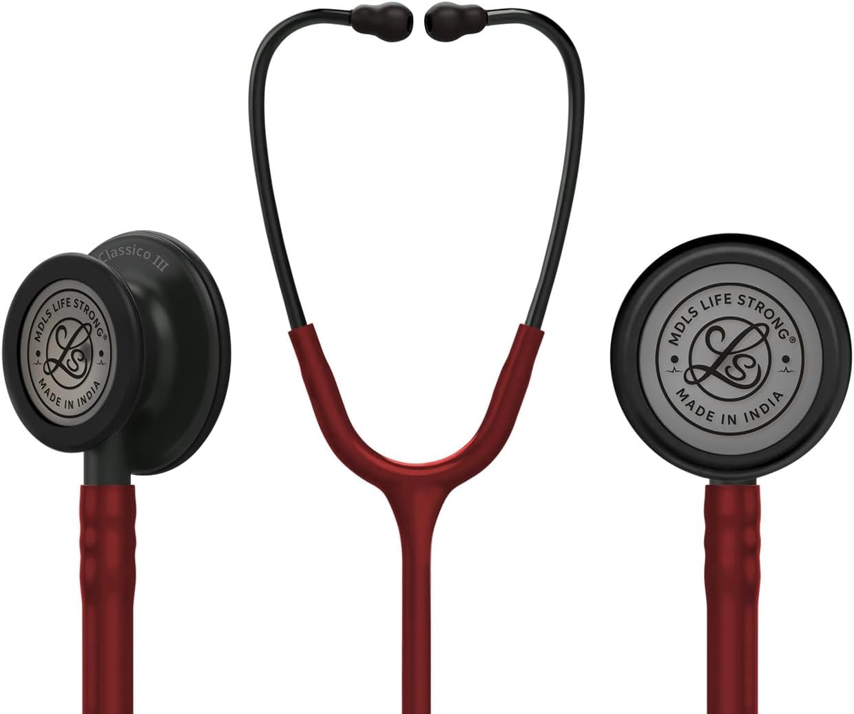 Classico lll Zed Black Finished Dual Side Stethoscope For Doctors/Nurse Acoustic Stethoscope (Burgundy)