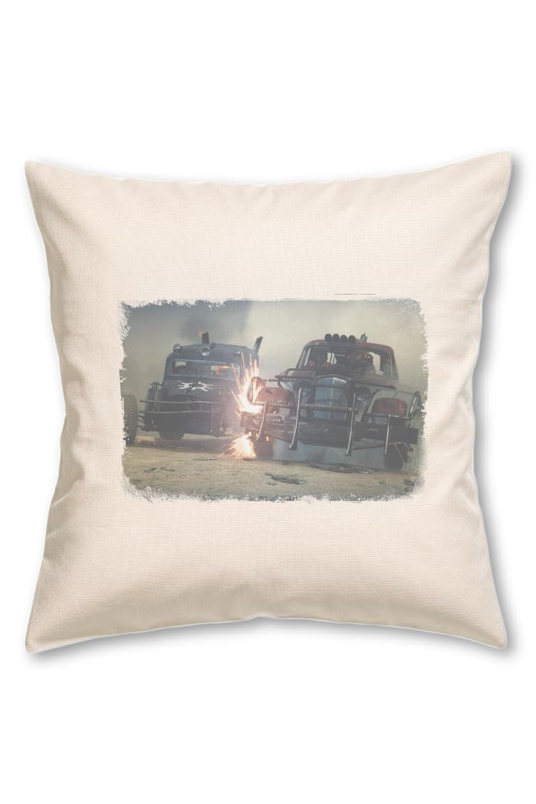 Jane Fraser Mad Max Car Crash Personalised Pillow Case| Cushion Cover With Printed Design| Custom Bed & Sofa Accessories| Home Decor Ideas 50 x 50 cm