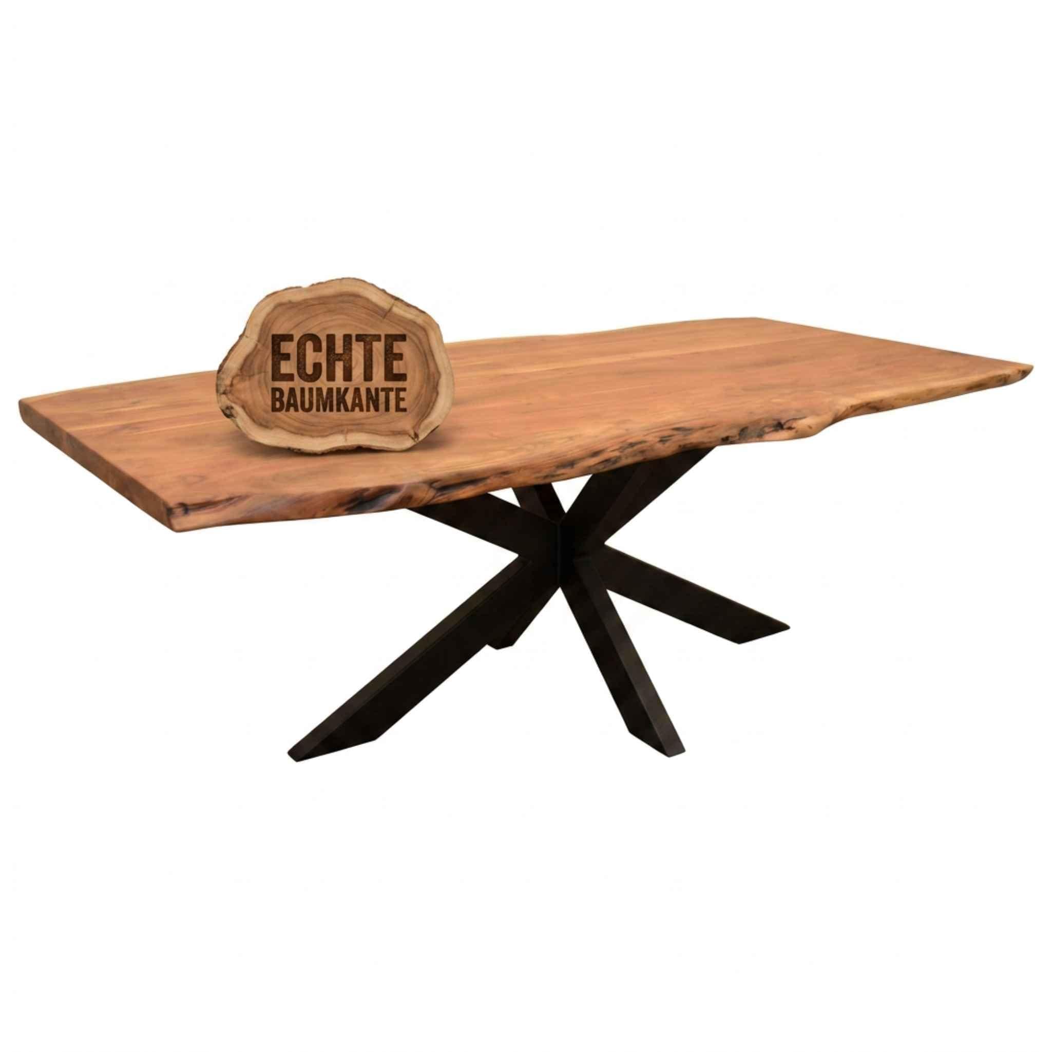 MR. DEKO Esstisch Baumkante Catania | Küchentisch Massiv-Holz 160x90x76cm