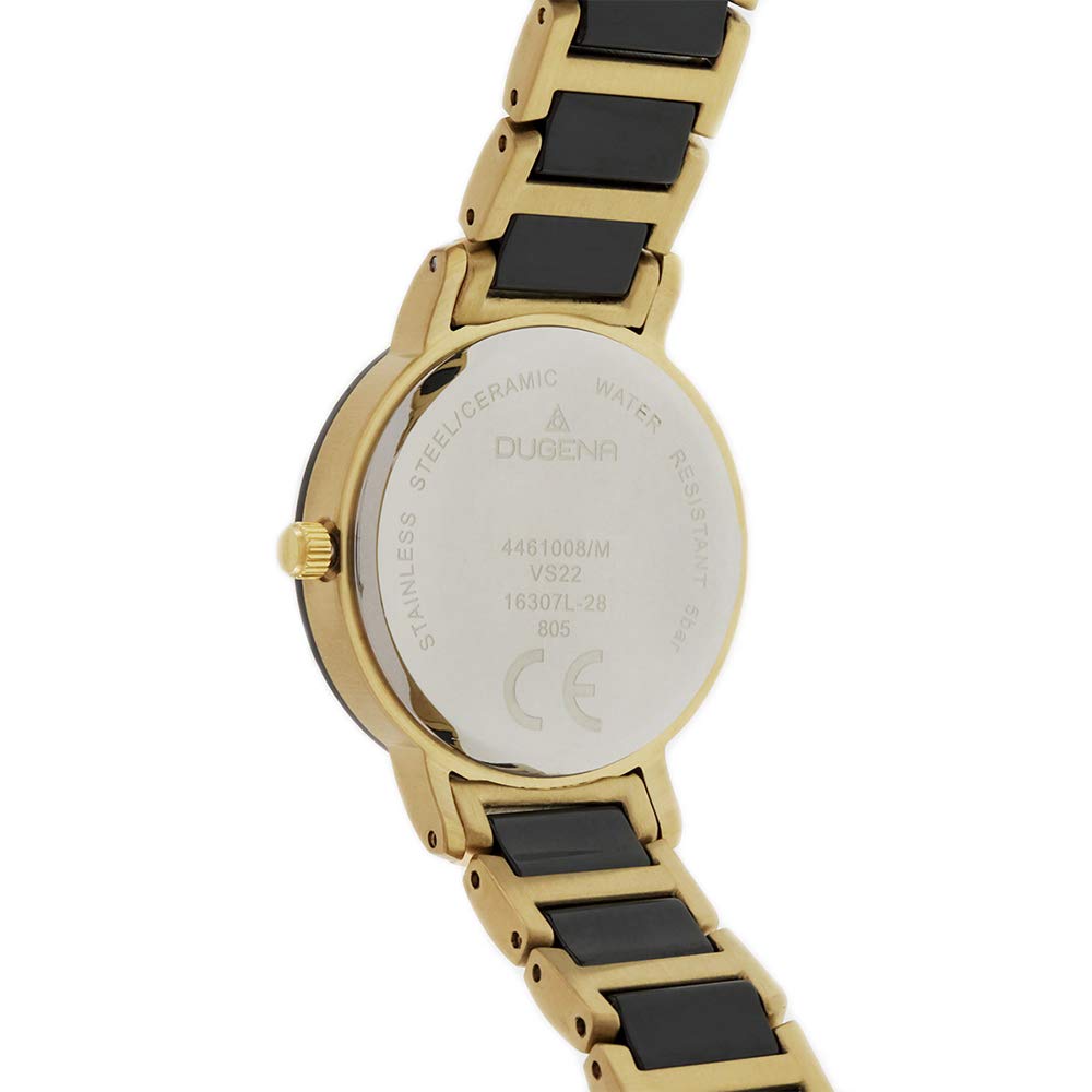 Dugena Damen-Armbanduhr 4461008 Ceramic Solar, Quarz, Solarbetrieb, schwarzes Zifferblatt, Keramik-Edelstahlgehäuse, Mineralglas, Keramik-Edelstahlarmband, Drückerfaltschließe, 5 bar