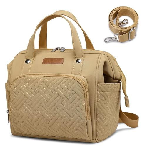 Image of FHELAD Diaper Bag Small Diaper Backpack, Waterproof Multi-Function Newborn Baby Stylish Mini Tote Maternity Bags Travel Backpacks with Insulated Pockets, Light Brown