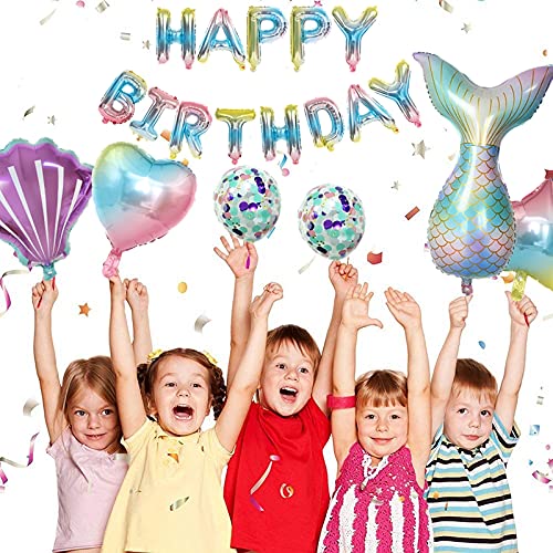 Haosell Grote zeemeermin luchtballon 2e verjaardag decoratie, zeemeermin luchtballon set voor 2 jaar kinderverjaardag… - Image 7