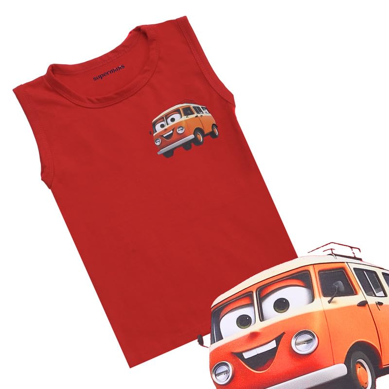 Image of superminis Cotton Vests /Baniyan /Inner Wear - Regular Fit, Sleeveless, Printed Sandos for Girls, Boys and Kids