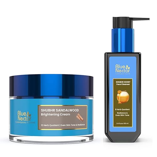 Blue Nectar Jabón facial Honey Aloe Vera Detan (8 hierbas, 3.38 onzas líquidas) y crema facial iluminadora con cúrcuma y aloe vera (mujeres, 13
