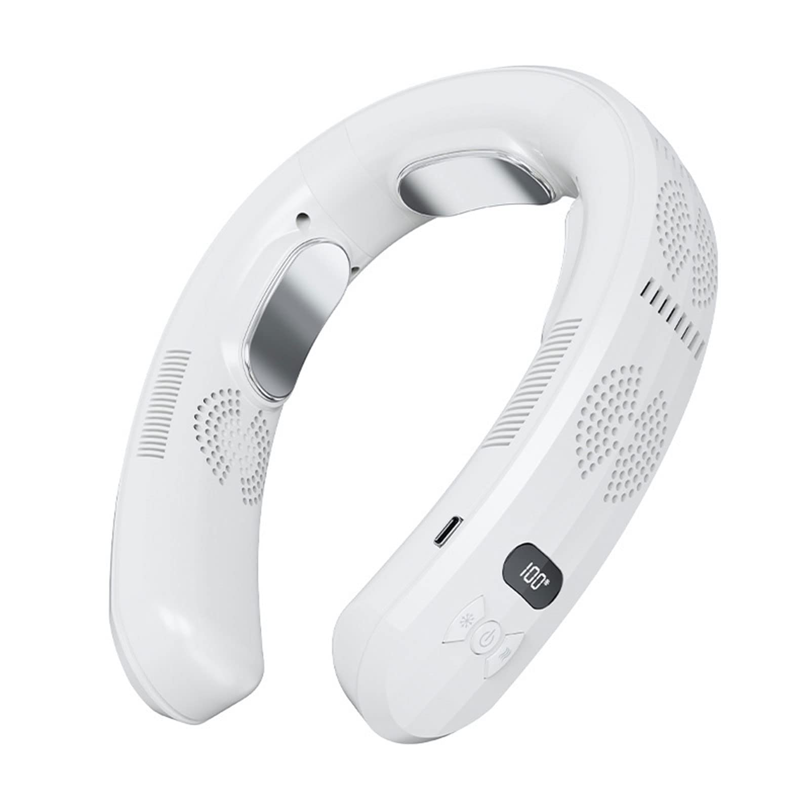 Maxtonser Neck Heater Fan Bladeless Fan Rechargeable Leafless Hanging Air Cooling Wearable Neckband for
