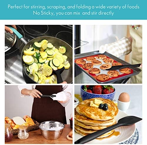iNeibo Heat Resistant Silicone Spatulas, Non Stick Coating with Steel core, Cake Cream Butter Spatula Mixing Batter Scraper Brush Silicone Baking Tools(3PCS)