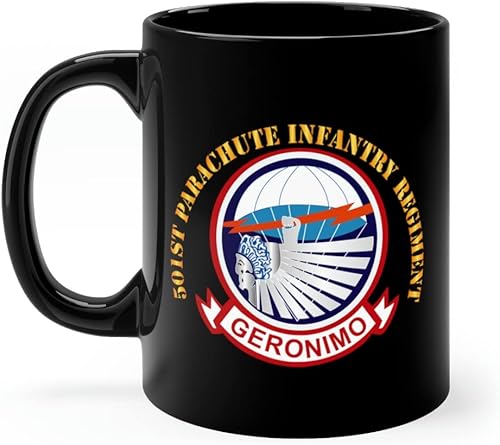 Taza de café negra de 11 onzas - Army - Regimiento de Infantería de paracaídas 501 onzas