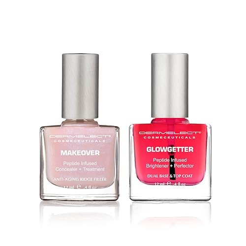 Dermelect Kit de rehabilitación de uñas perfectamente pulidas, corrector de uñas y fortalecedor con péptidos, escualeno y abrillantadores ópticos