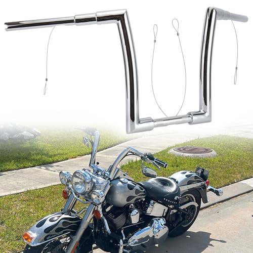 TIGERSGATE 1.5 inch Fat Ape Hangers 12 inch Rise Handlebars Fits Harley Most Dyna Softail Sportster XL Road King Road Glide, Chrome