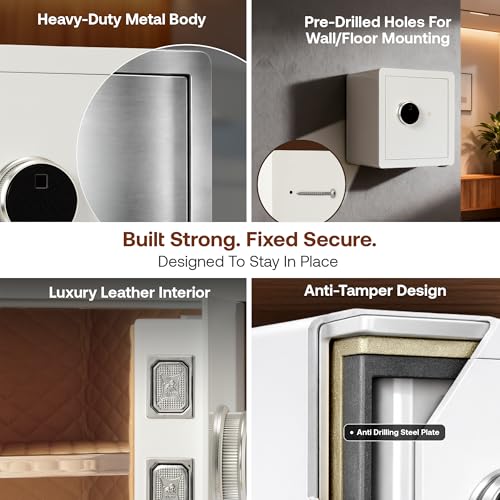 Image of BonKaso 43L Smart Security Safe | Fingerprint PIN Key Access | Adjustable Shelves | Heavy-Duty Metal | Built-in Alarm | Home Office Storage Safe