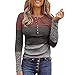 Spitzenbluse Damen Elegant Langarm Pullover mit Spitze Nähen Bluse Oberteile mit geknöpfter Knopfleiste Kontrastfarbene Patchwork Tunika Slim Fit Basic Hemd Herbst Winter Sweatshirt Langarmshirts