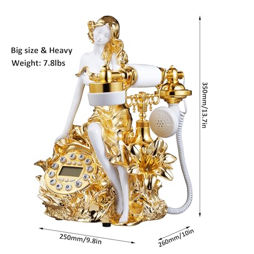 Image of TelPal Modern Corded Landline Telephones with Push Dial Button for Home & Office Decor, Gold