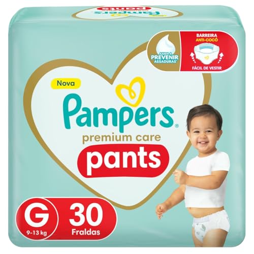 Fralda Pampers Premium Care Pants Tamanho G, Fácil de Vestir, 30 Unidades