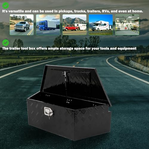 SCITOO 39 Inch Aluminum Truck Bed Tool Box,Diamond Plate Heavy Duty Crossover Storage for Most Full Size Pickups,Lockable Weatherproof Chest,Fits 39" Truck Beds,Easy Access to Load and Unload by SCITOO - Used condition - Image 5