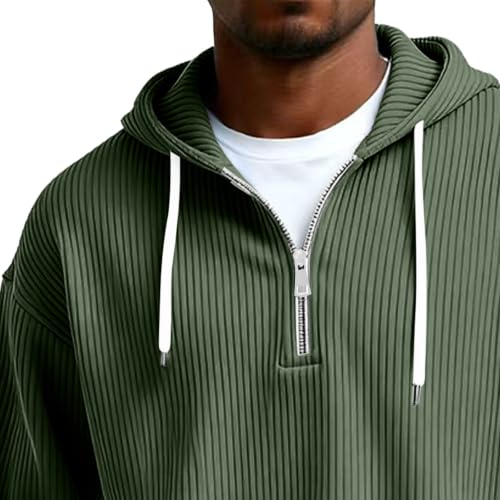 Mens Quarter Zip Hoodie Corduroy Pullover Long Sleeve Sweatshirt Casual - image 8