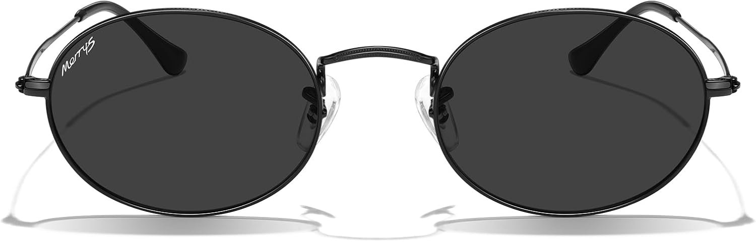 MERRY'S Oval Metal Polarized Sunglasses for Women Men Trendy Classic Shades S6558