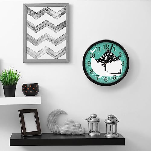 Horloge murale silencieuse à quartz baleine vert océan