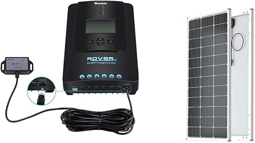 Renogy Controlador de carga solar de 40A 12V24V y panel solar monocristalino de 100W 12V
