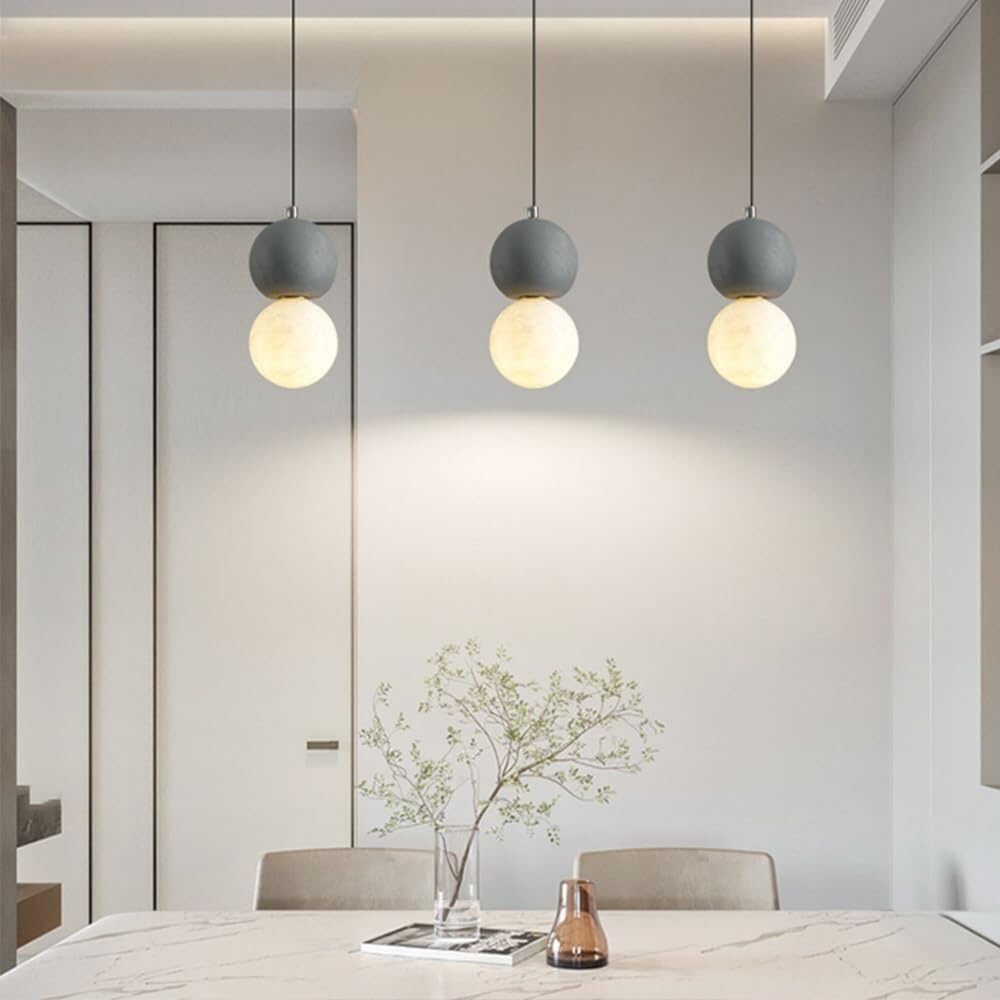 minimalistyczna lampa wisząca, Nowoczesny żyrandol z lastryko w stylu industrialnym kloszem cementowym do jadalni i sypialni(Black)