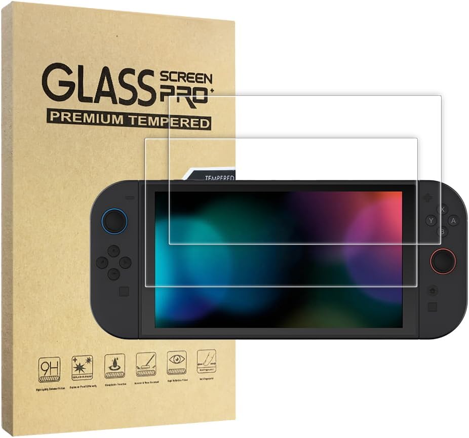 Simpeak 2-Pack Screen Protector Compatible with Switch 2 8-Inch 2025, Tempered Glass Screen Film Guard Compatible with Switch 2 [9H Hard] [Anti-Fingerprint] [Bubble Free]