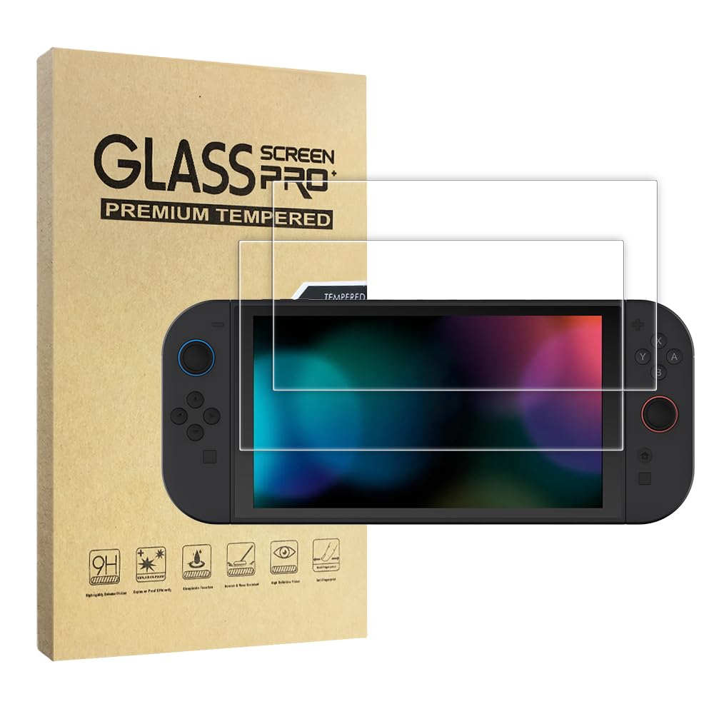 Simpeak 2-Pack Screen Protector Compatible with Switch 2 8-Inch 2025, Tempered Glass Screen Film Guard Compatible with Switch 2 [9H Hard] [